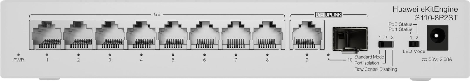 Huawei eKitEngine S110-8P2ST 8-Port Gigabit PoE+ Unmanaged Switch